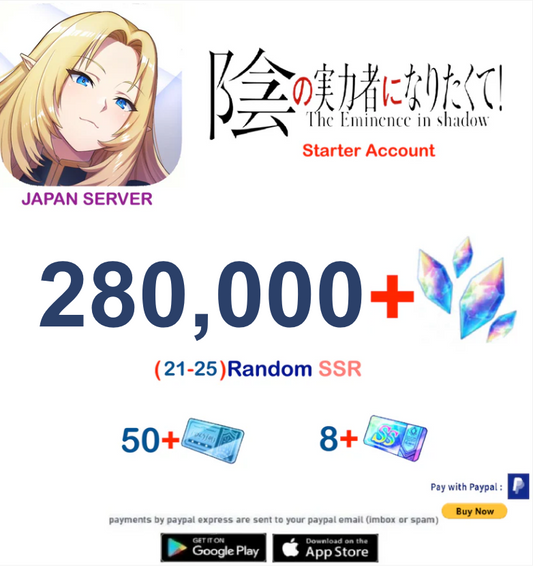 (Japan Server)  280,000 Gems The eminence in Shadow Starter Account Ex 2