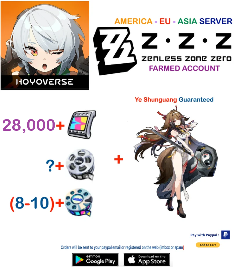(All Server)  Ye Shunguang + Resources  - Zenless Zone Zero Farmed Account