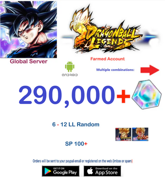 (Global Server)(ANDROID VERSION)  290.000 + Crystal    Dragon Ball Legends Farmed Account