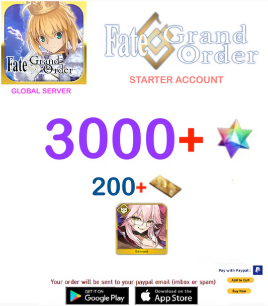 [Global Server] 3000 SQ  + Koyanskaya of Light  Fate Grand Order FGO Quartz Starter Account
