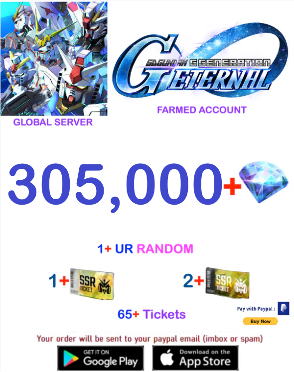 [GLOBAL SERVER/INSTANT DELIVERY]  Gundam G Generation ETERNAL Farmed  Account