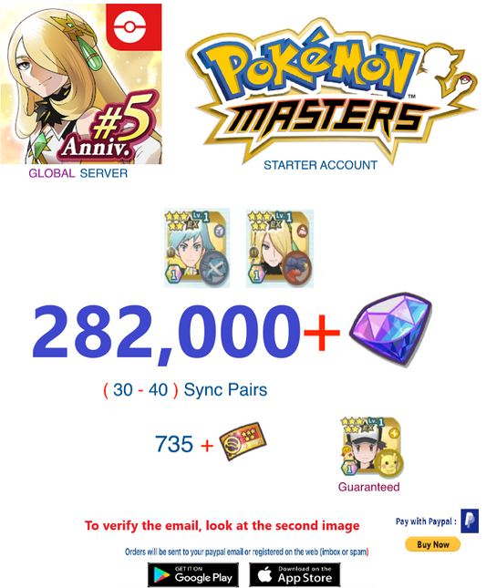 [Global Server/Android Version] 282,000 Gems + Multiple combinations  -  Pokemon Master Ex  Reroll Starter Account