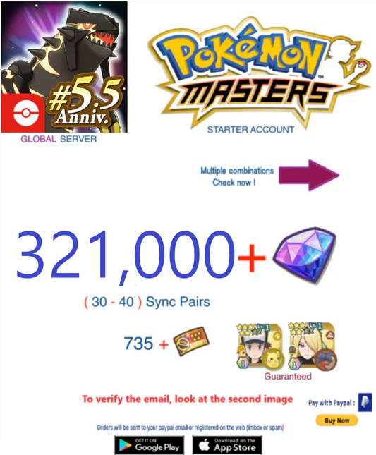 [Global Server/Android Version] 321,000 Gems Pokemon Master Ex  Reroll Starter Account