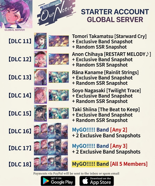 [GLOBAL SERVER]  ??+ Stars   Bang Dream Our Notes Starter Account v2