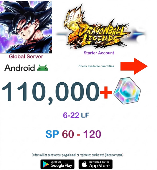 (Global Server)(ANDROID VERSION)  105.000 + Crystal    Dragon Ball Legends Starter Account