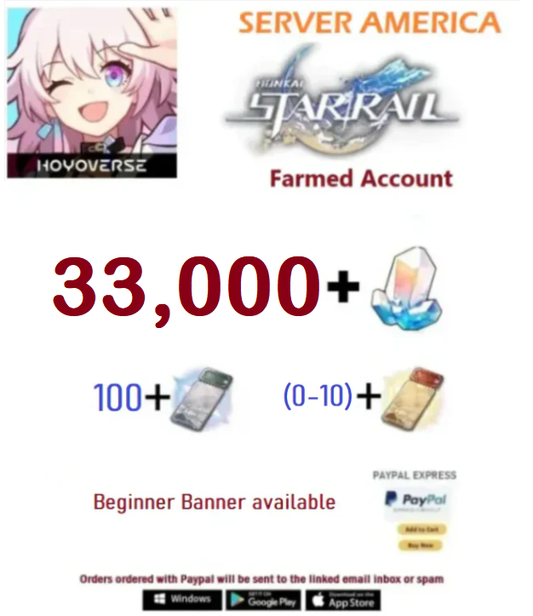 [America Server]33.000+  Jades  " Limited Stock" Honkai Farmed Account