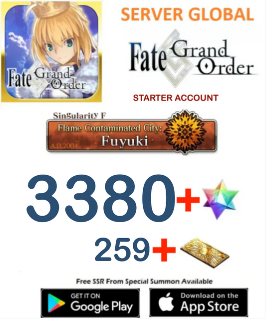 [GLOBAL SERVER][INSTANT DELIVERY] 3380 sq - (253-270) Tickets +SQ Fate Grand Order FGO Quartz  Reroll Starter