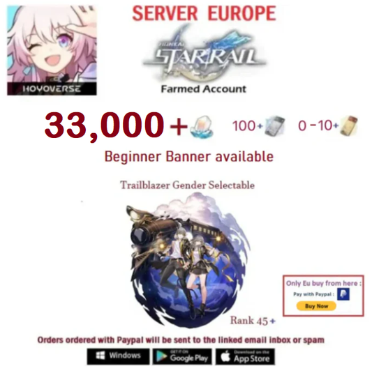 [Europe Server] 33.000 +Stellar Jade Honkai Star Rail Farmed  Account