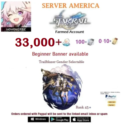 [America Server] 33,000+  Stellar Jade Reroll Farmed Account