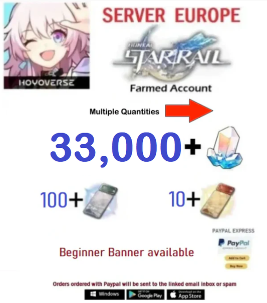 [Europe  Server] 29,000 - 33,000 + Stellar Jade Honkai Star Rail Starter Farmed Account