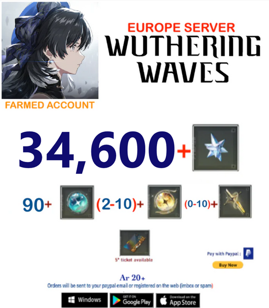 (Europe Server) 34,600 Wuthering Waves Farmed Account