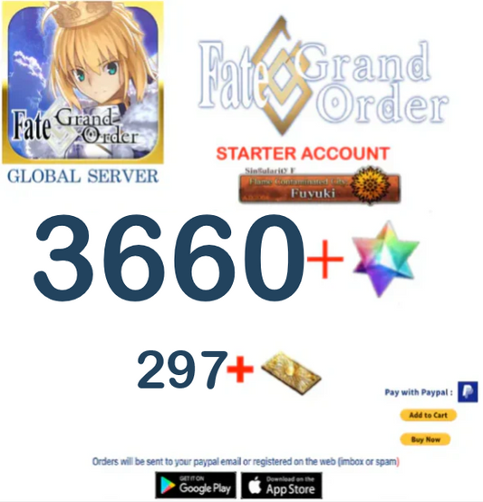 [GLOBAL SERVER][INSTANT DELIVERY] 3660 sq - (297-370) Tickets +SQ Fate Grand Order FGO Quartz  Reroll Starter