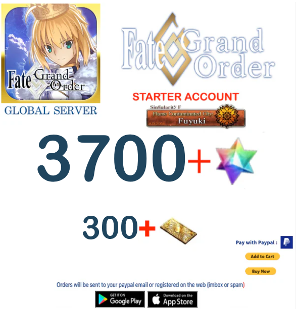 [GLOBAL SERVER][INSTANT DELIVERY] 3700 sq - (300-370) Tickets +SQ Fate Grand Order FGO Quartz  Reroll Starter