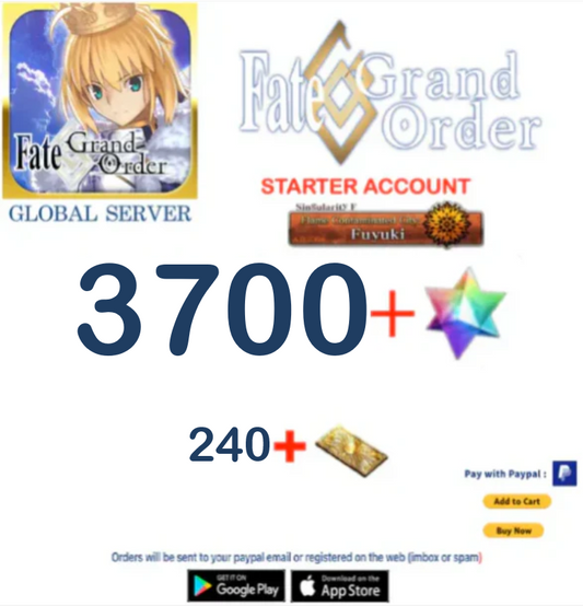 [GLOBAL SERVER][INSTANT DELIVERY] 3700 sq - (240-370) Tickets +SQ Fate Grand Order FGO Quartz  Reroll Starter