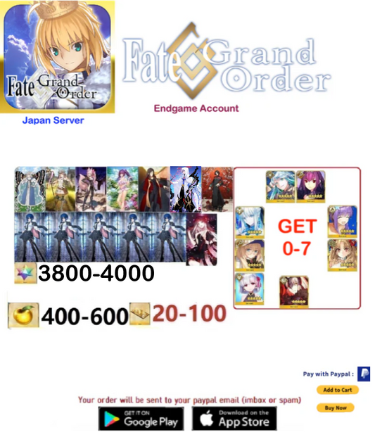 [JAPAN SERVER]  3400 SQ Fate Grand Order FGO Endgame Reroll  Account v20
