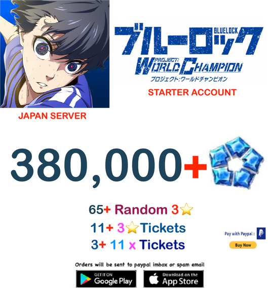 [Japan Server]380,000 - 65 Random 3✮ + BLUE LOCK Project: World Champion  Reroll Starter Account