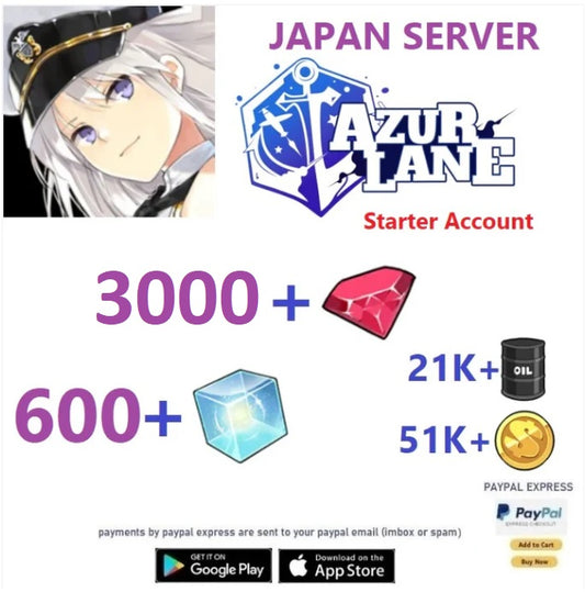 (Japan Server)  3000+Wisdom Cubes  -  Azur Lane Starter Reroll Account