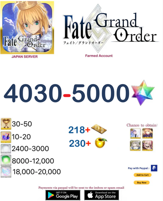 ⭐[Japan Server][BUY 2 - GET 3]⭐ 4030+ SQ Fate Grand Order Endgame Account