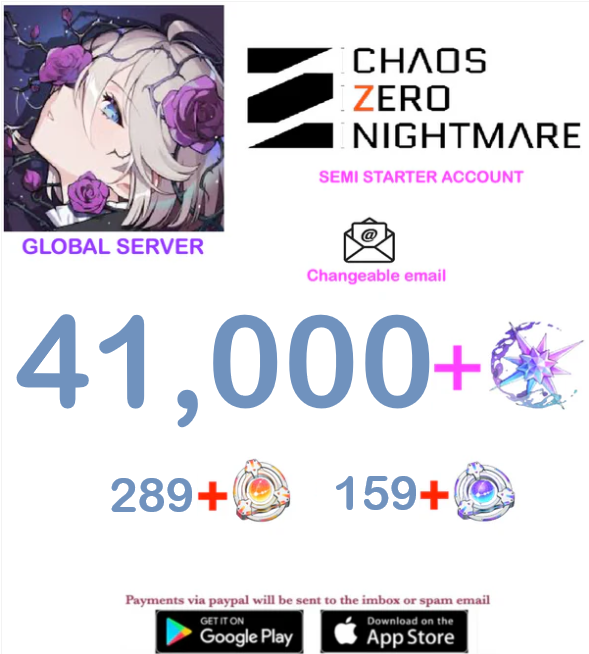[GLOBAL SERVER] ⭐ ?? Crystals  ⭐  Chaos Zero Nightmare Fresh Semi Starter Account v6