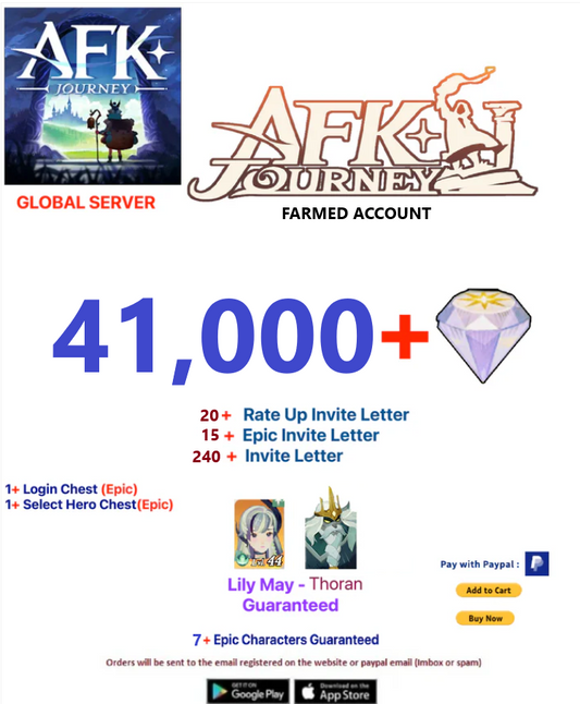 ⭐[Global Server ]⭐  41000+ Diamonds   AFK Journey Farmed Account