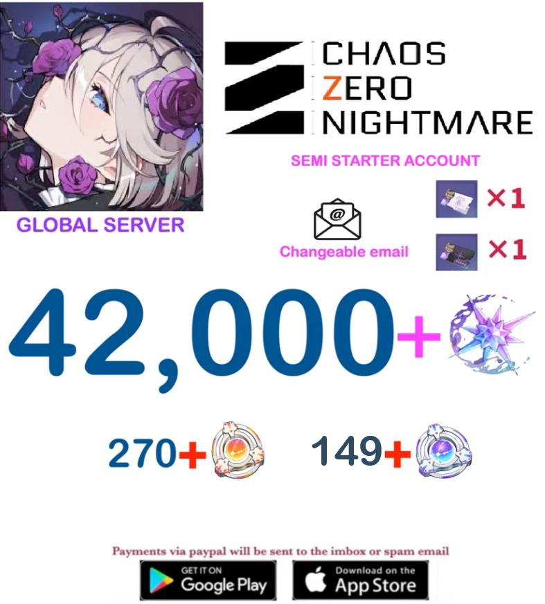 [GLOBAL SERVER] ⭐ ?? Crystals  ⭐  Chaos Zero Nightmare Fresh Semi Starter Account v5