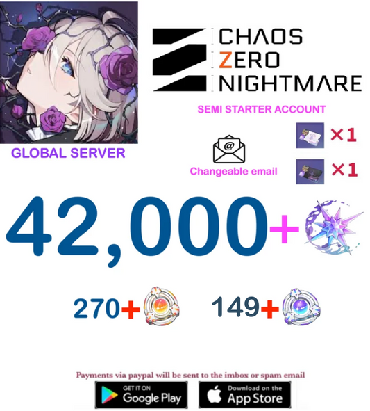 [GLOBAL SERVER] ⭐ ?? Crystals  ⭐  Chaos Zero Nightmare Fresh Semi Starter Account v5