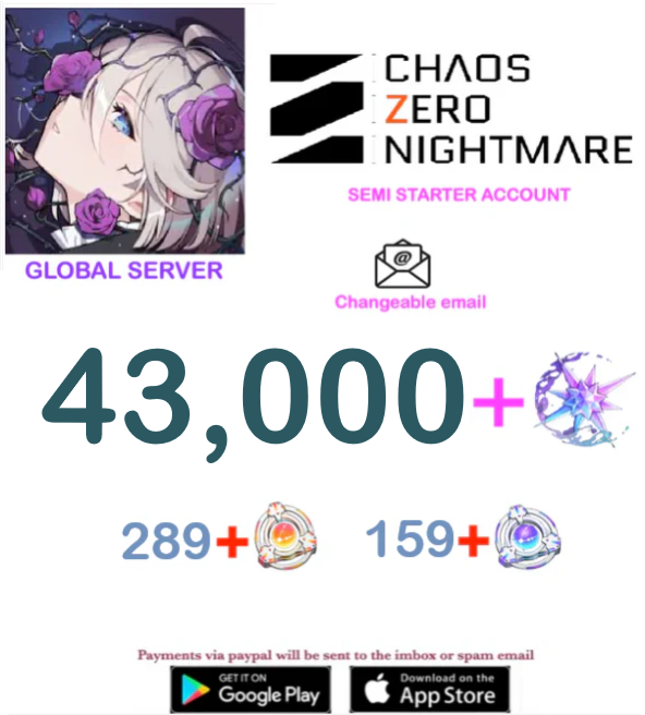 [GLOBAL SERVER] ⭐ ?? Crystals  ⭐  Chaos Zero Nightmare Fresh Semi Starter Account v6