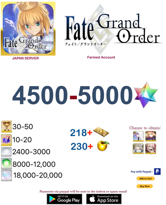 ⭐[Japan Server][BUY 2 - GET 3]⭐ 4500+ SQ Fate Grand Order Endgame Account