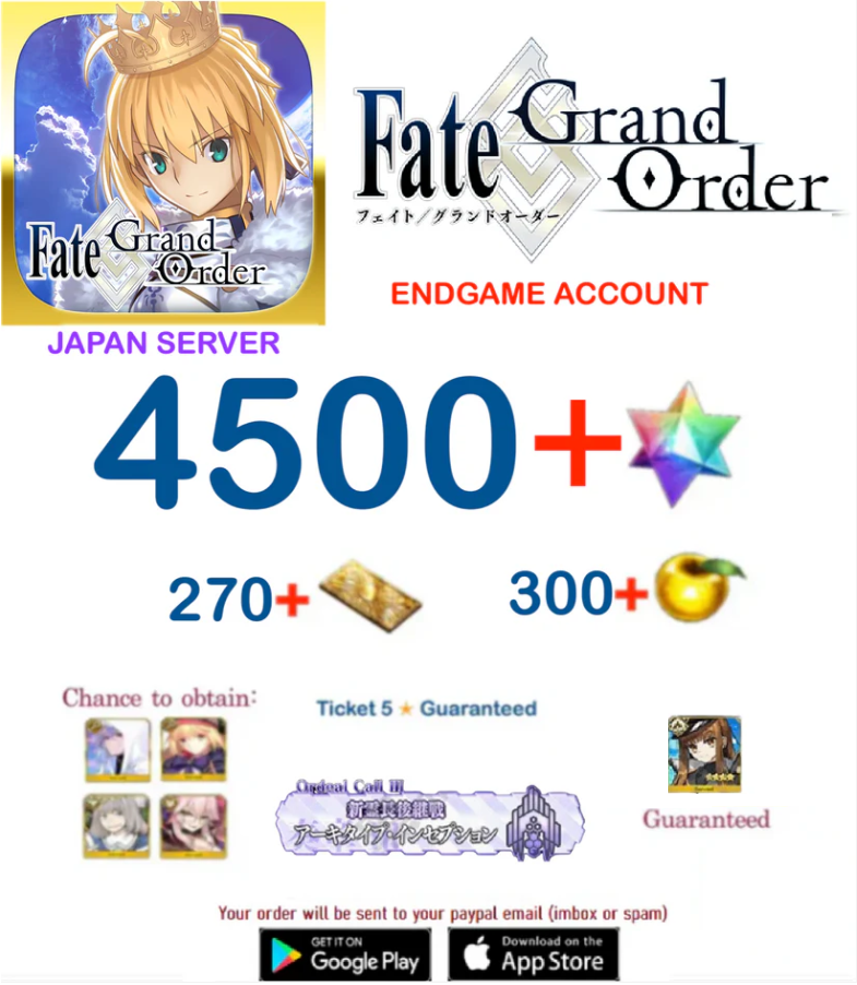 ⭐[Japan Server][BUY 2 - GET 3]⭐ 4500+ SQ Fate Grand Order Endgame Account