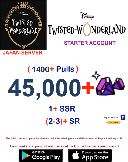[JAPAN SERVER /INSTANT DELIVERY] 45,000 Gems  Disney Twisted Wonderland Starter Account