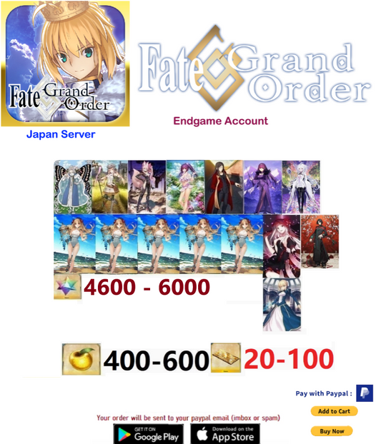 ⭐[JP Server]  Fate Grand Order FGO Quartz Endgame Account v10