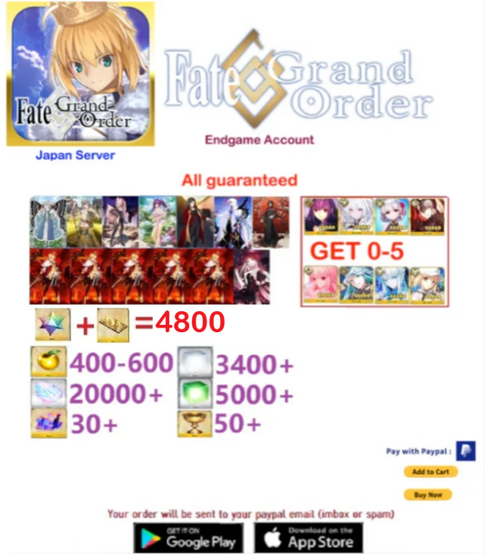 ⭐[JAPAN SERVER]⭐ ?? + SQ  Lord Logres Fate Grand Order Endgame Reroll Account