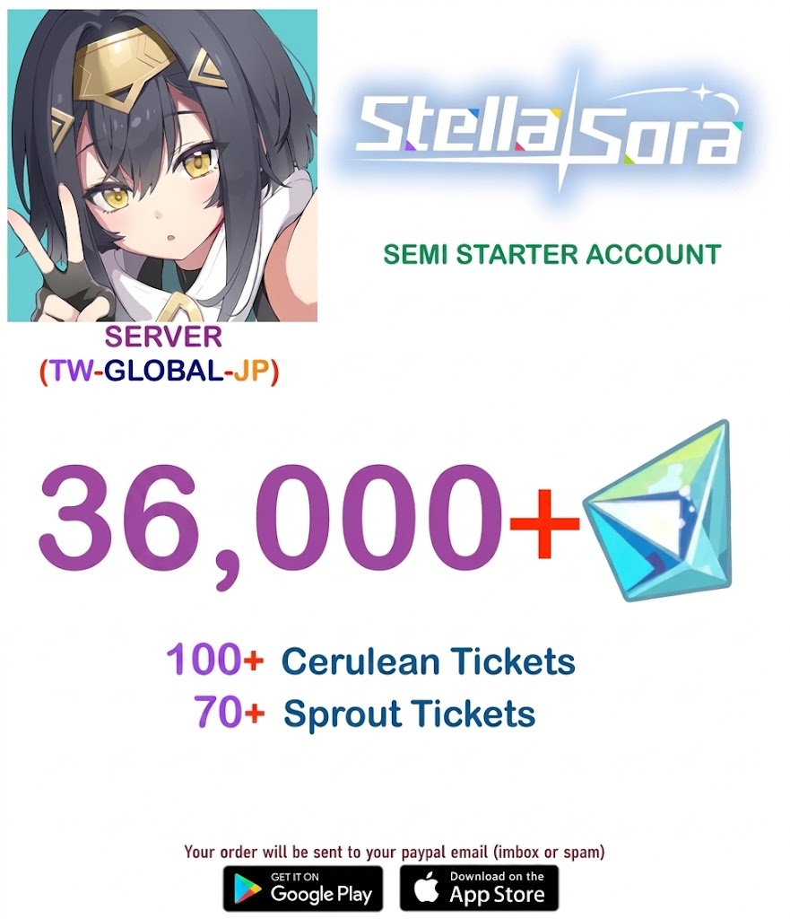 (Global-Jp-Tw-Kr Server)  ?? Gems  Stella Sora  Semi-Starter Account v2