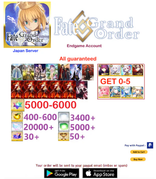⭐[JAPAN SERVER]⭐ ?? + SQ  Lord Logres Fate Grand Order Endgame Reroll Account