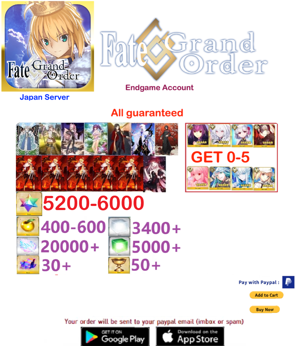 ⭐[JAPAN SERVER]⭐ ?? + SQ  Lord Logres Fate Grand Order Endgame Reroll Account