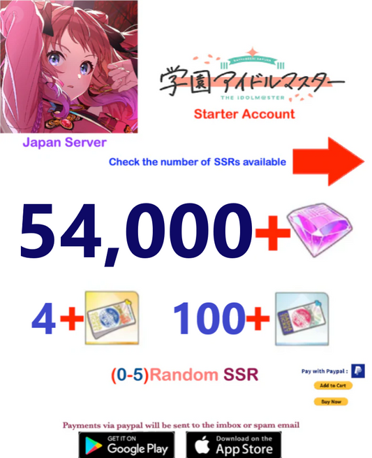 (Japan Server)  54.000 Gems Gakuen Idolmaster Starter Account