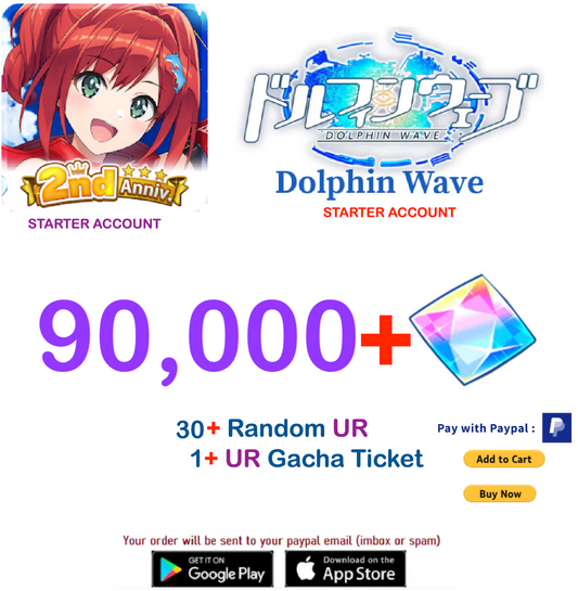 (Japan Server)  90.000+ Gems +30 UR  Dolphin Wave Reroll Starter Account