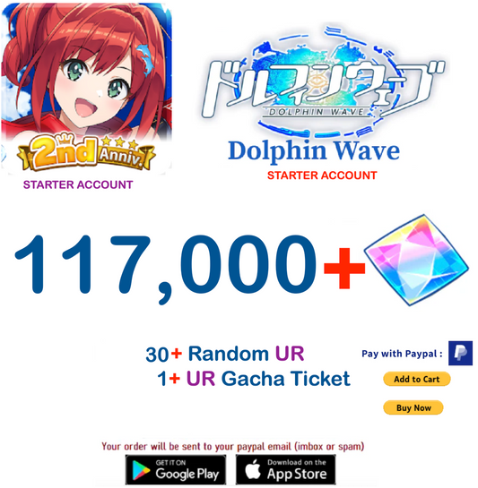 (Japan Server)  117.000+ Gems +30 UR  Dolphin Wave Reroll Starter Account