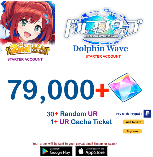 (Japan Server)  79.000+ Gems +30 UR  Dolphin Wave Reroll Starter Account