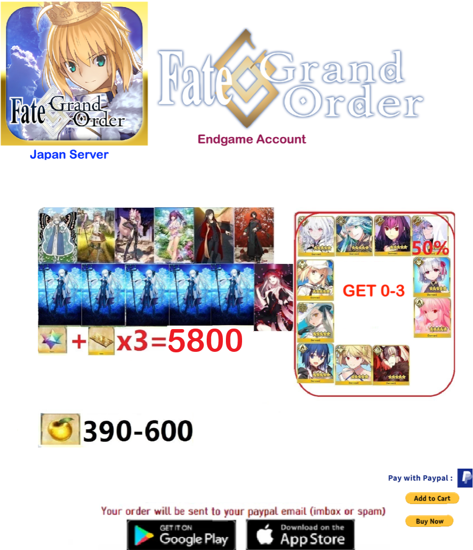 [JAPAN SERVER]   Fate Grand Order FGO Endgame Reroll Account