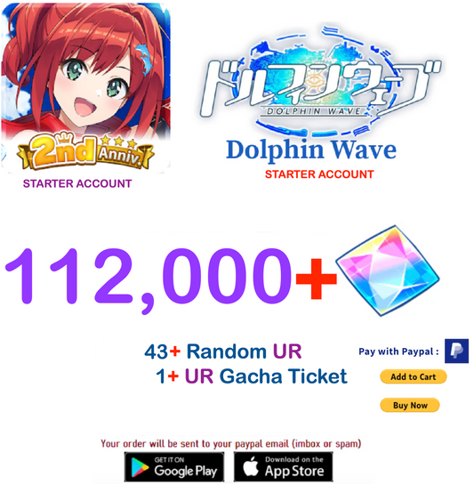 (Japan Server)  112.000+ Gems +43 UR  Dolphin Wave Reroll Starter Account