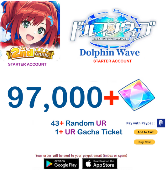 (Japan Server)  97.000+ Gems +43 UR  Dolphin Wave Reroll Starter Account