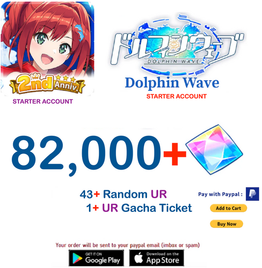 (Japan Server)  82.000+ Gems +43 UR  Dolphin Wave Reroll Starter Account