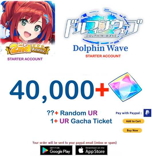 (Japan Server)  40.000+ Gems +?? UR  Dolphin Wave Reroll Starter Account