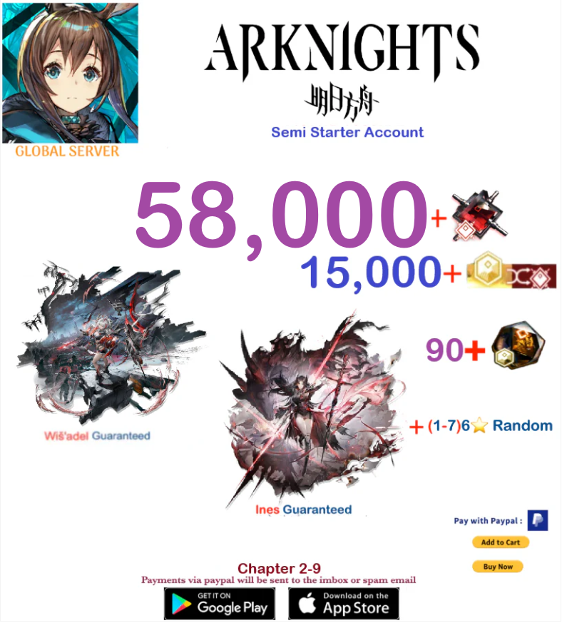 [Global Server] 58,000 +Originite + Wisadel + Ines  Arknights Semi Starter Account