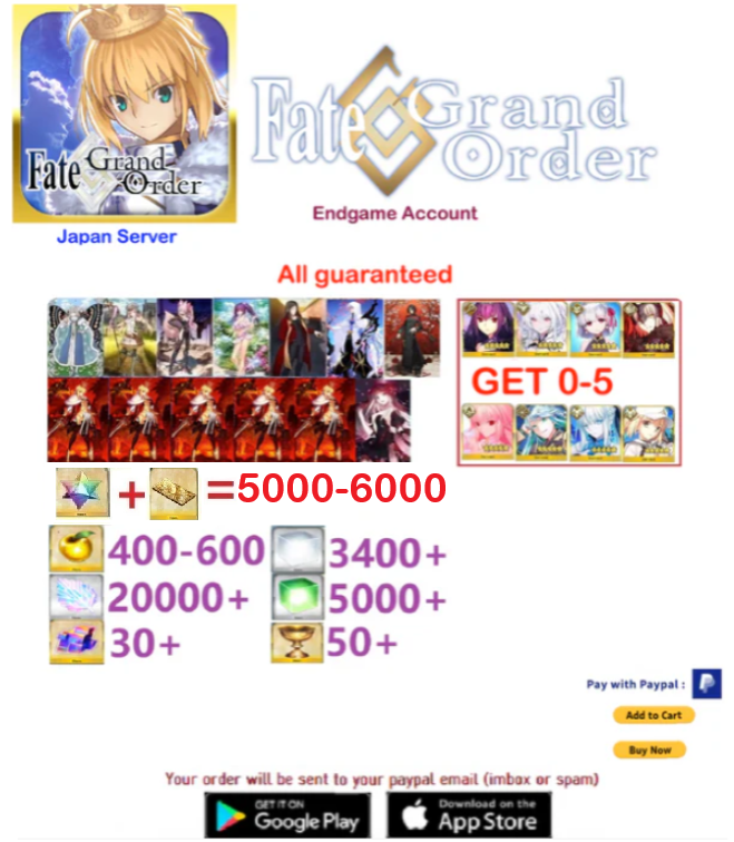 ⭐[JAPAN SERVER]⭐ ?? + SQ  Lord Logres Fate Grand Order Endgame Reroll Account