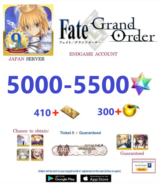 [JP Server] 5000 - 5500 + SQ Fate Grand Order FGO Quartz Endgame Reroll