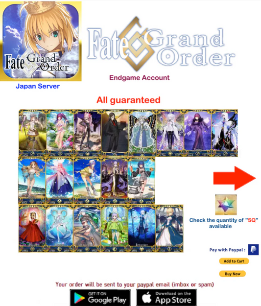 [JP Server] 1500-5500 + SQ Fate Grand Order FGO Quartz Endgame  Account