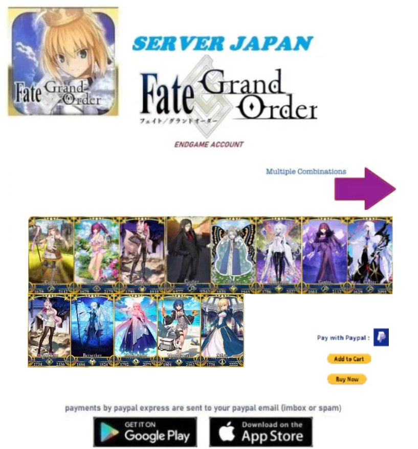 [JP Server]   3500-5000 + SQ Fate Grand Order FGO  Endgame  Account