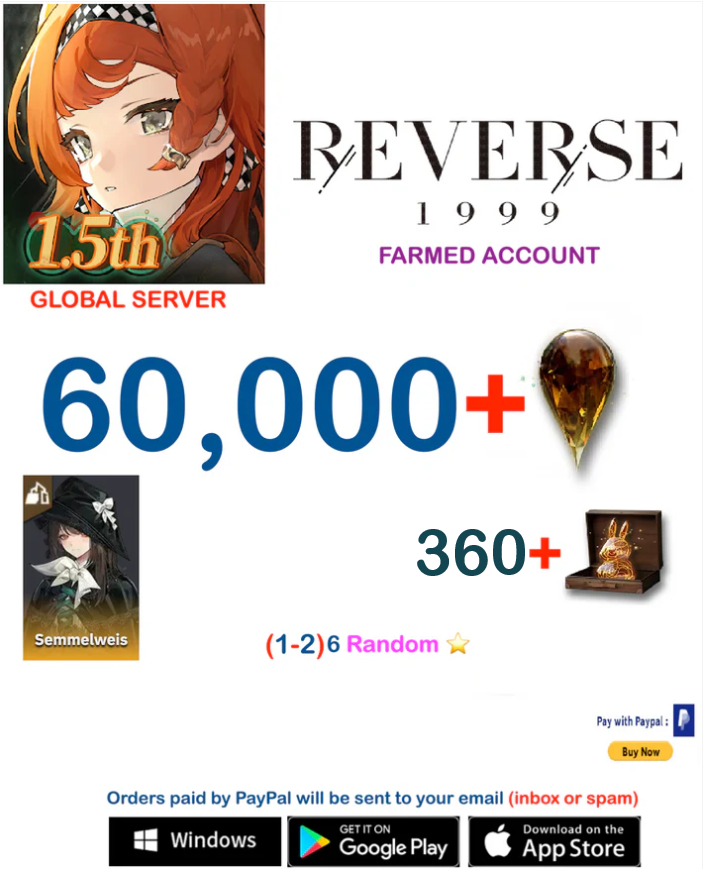 [Global Server][INSTANT DELIVERY]  60,000 +Gems   Reverse: 1999  Farmed Account